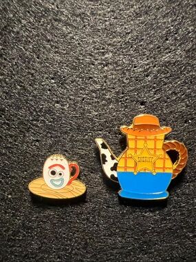 Loungefly Disney Pixar Toy Story Woody & Forky Teapot Enamel Pin Set